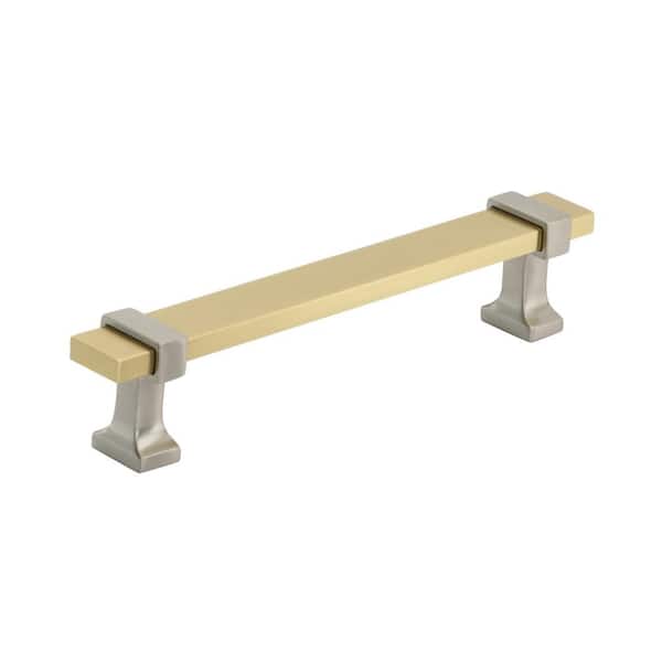 Amerock Overton 5-1/16 in. (128mm) Classic Brushed Gold/Satin Nickel Bar Cabinet Pull