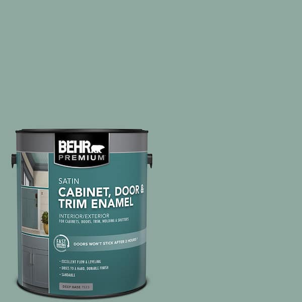 1 gal. #S430-4 Green Meets Blue Satin Enamel Interior/Exterior Cabinet, Door & Trim Paint