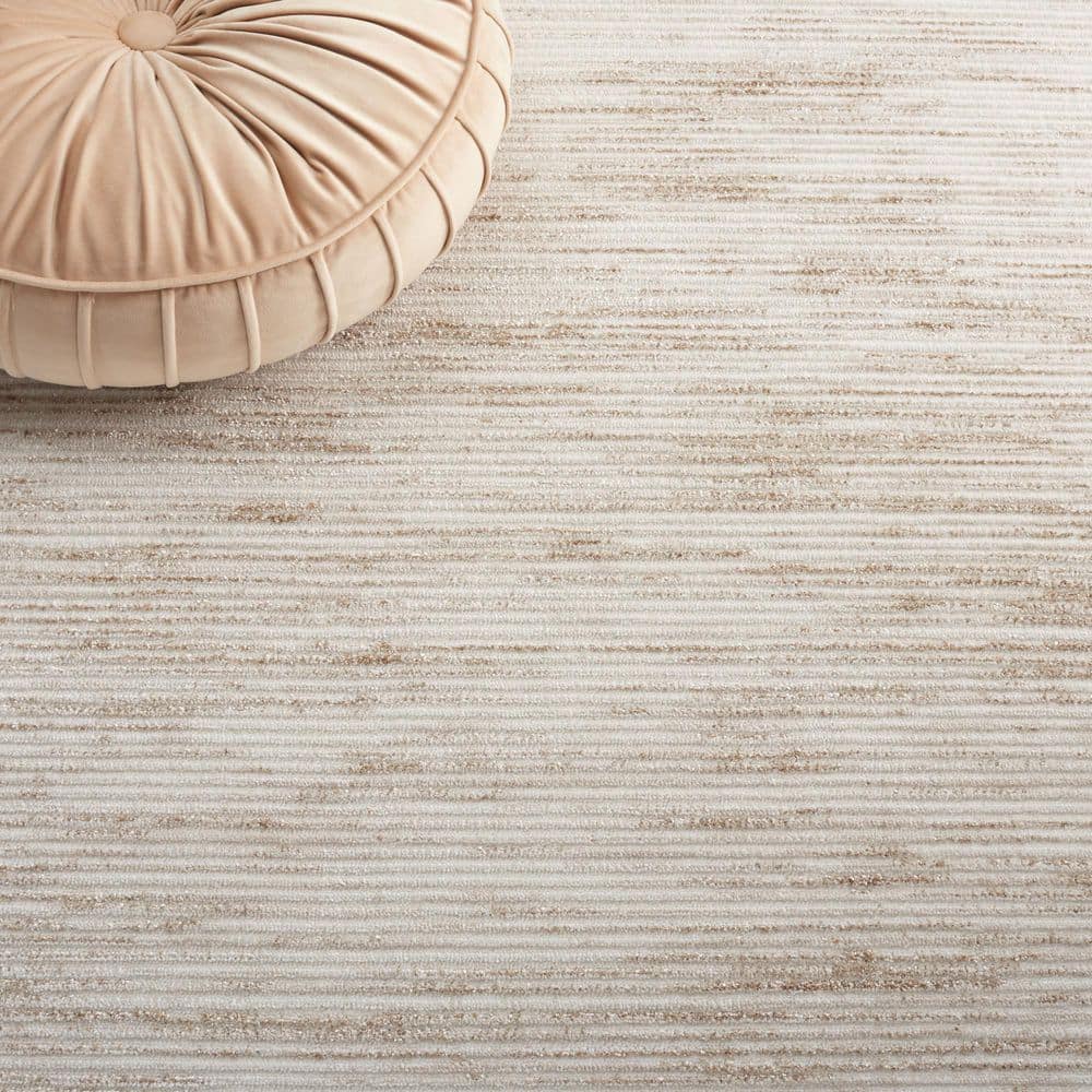 Ivory Beige 9' x 12' Synthetic Easy Care Area Rug