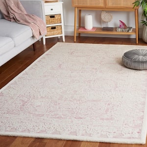 Ebony Pink/Ivory 6 ft. x 6 ft. Floral Square Area Rug