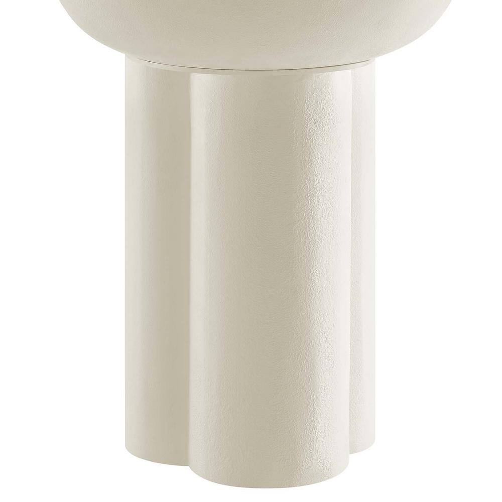 Caspian Round White Concrete and MDF Side Table