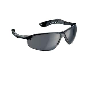 Black/Gray Flat Temple Frame with Gray Tinted Lenses Safety Glasses (Case of 6)