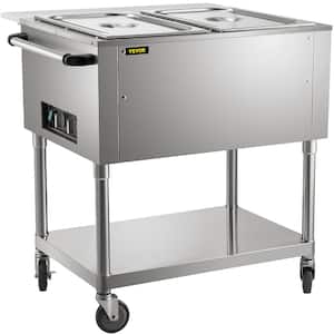 38 qt. Commercial Electric Food Warmer 2-Pot Steam Table Food Warmer 0-100℃ with ETL Certification for Catering