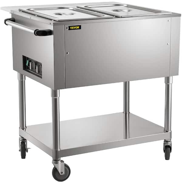 VEVOR 38 qt. Commercial Electric Food Warmer 2-Pot Steam Table Food Warmer 0-100℃ with ETL Certification for Catering