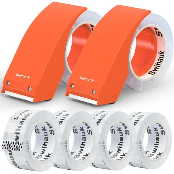 1.88 in. 6 Roll+2 Dispenser Heavy Duty Packing Tape, Clear Package Tape for Shipping Moving Storage and Mailing