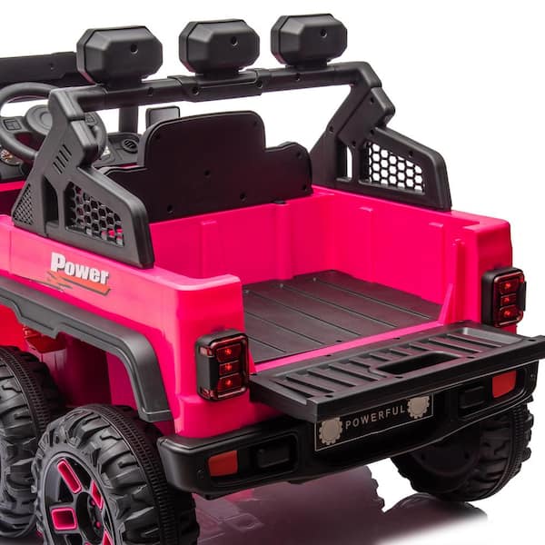 24 Volt Ride On Large Pickup Truck Car for Kids Ride On 4WD Toys with Remote Control Assist in Driving in Pink