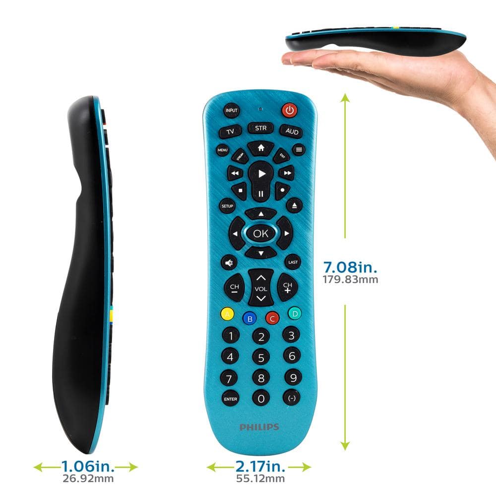 Philips Brushed Electric Blue 3-Device Universal Remote Control