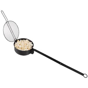 2.6 Oz. Campfire Popcorn Popper - Old Fashioned Popcorn Machine with Extended Handle - Black