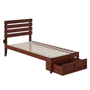 Oxford Twin Extra Long Bed with Foot Drawer and USB Turbo Charger in Walnut