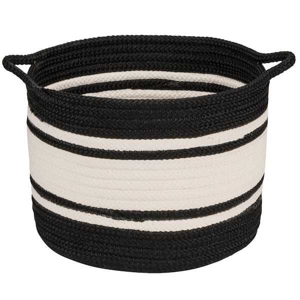Colonial Mills Outland 16 in. x 16 in. x 16 in. Black Round Braided Basket