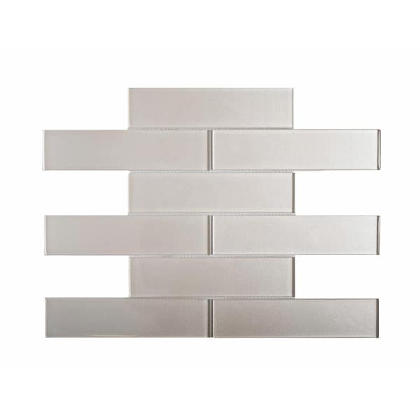 Apollo Tile White 2 in. x 8 in. Polished Glass Mosaic Tile Sample (0.11 sq. ft./Piece)