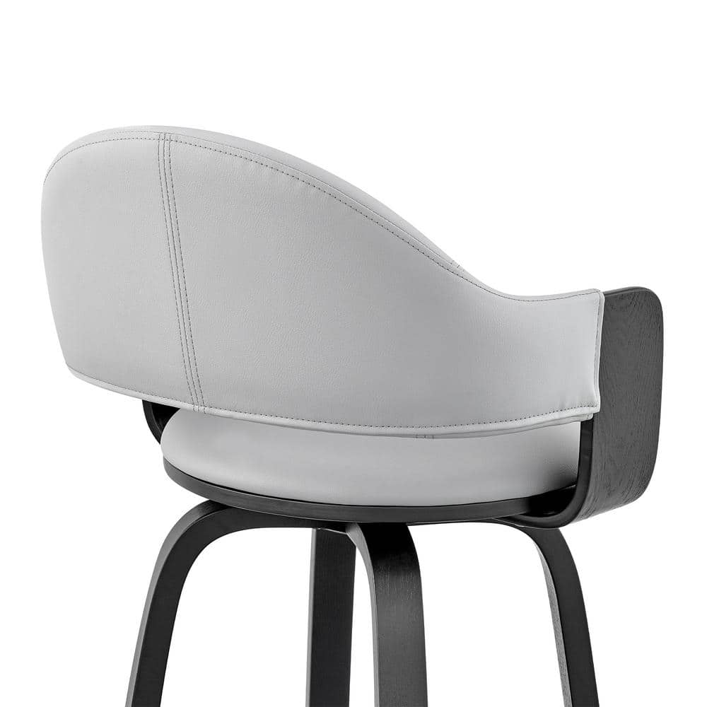 Daxton 30" Gray Faux Leather and Black Wood Swivel Bar Stool
