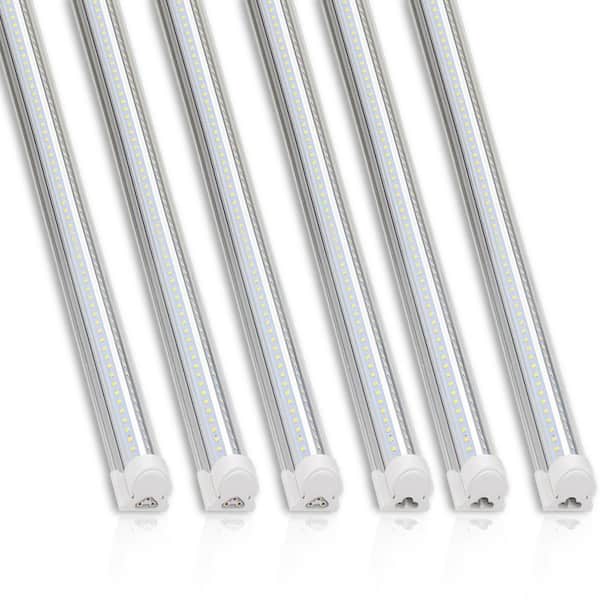 6ft 60W T8 LED Shop Light, 8500LM 5000K Daylight Linkable Light w Clear Cover for Warehouse, Workshop, Basement, 6 Pck