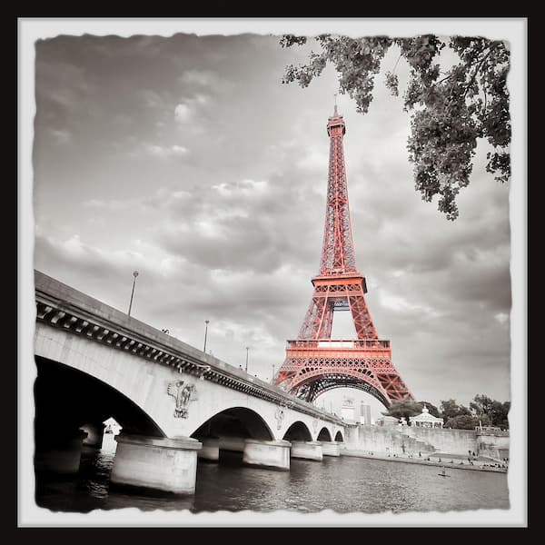 Unbranded "Red Eiffel Tower" by Marmont Hill Framed Architecture Art Print 32 in. x 32 in.
