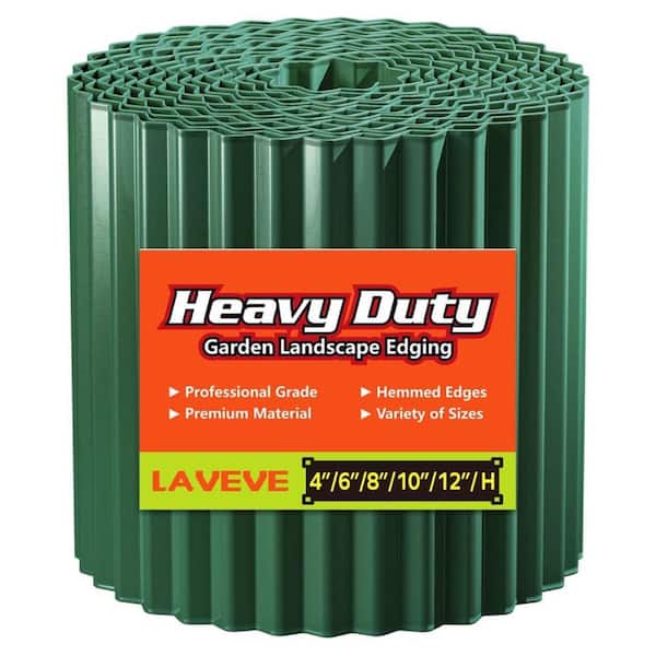 4 in x 10 ft Rust-Resistant Corrugated Metal Garden Edging - Flexible Landscape Border for Lawns,Flower Beds (Green)