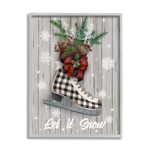 Stupell Industries Let it Snow Ice Skate by Conrad Knutsen 1-Piece Framed Graphic Print Typography Poster Art Print 30 in. x 24 in.