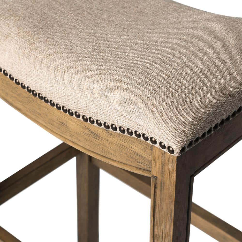 Adrien Brown Backless Saddle Wood Counter Stool
