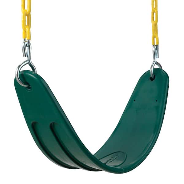 Gorilla Playsets Deluxe Green Belt Swing with Yellow Chains