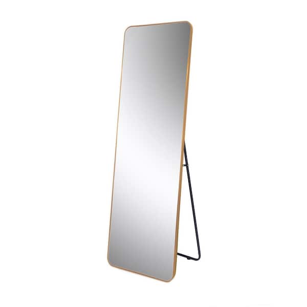 JimsMaison 20 in. W x 63 in. H Large Rectangular Aluminium Framed Wall Mounted Bathroom Vanity Mirror in Gold