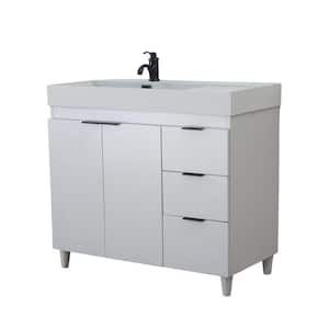 39 in. W x 19 in. D x 36 in. H Single Bath Vanity in French Gray with Light Gray Composite Granite Sink Top