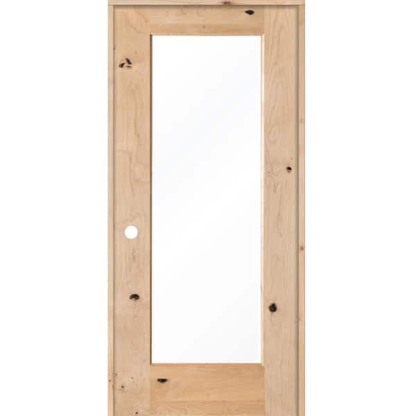 Krosswood Doors 36 in. x 80 in. Rustic Knotty Alder 1-Lite with Solid Wood Core Right-Hand Single Prehung Interior Door