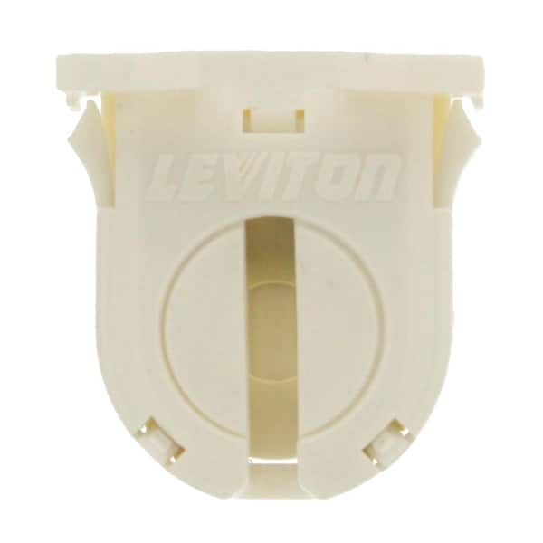 Leviton 660W Low Profile Small Bi-Pin Lamp Center for T-8 Lamps Snap-In Lamp-Lock Linear Fluorescent Lampholder, White 23662-SNP