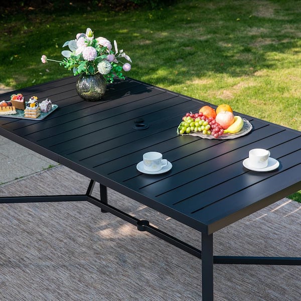 PHI VILLA 67 in. Black Patio Rectangle Metal Bar Height Outdoor