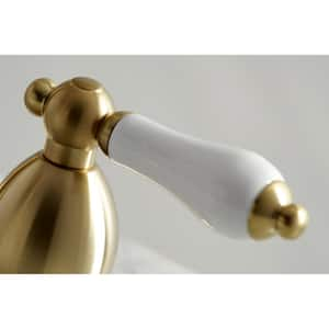 Metropolitan Porcelain Lever 8 in. Widespread 2-Handle Bathroom Faucet in Brushed Brass