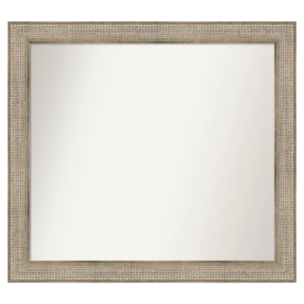 Amanti Art Trellis Silver 42 in. x 38 in. Custom Non-Beveled Wood Framed Bathroom Vanity Wall Mirror