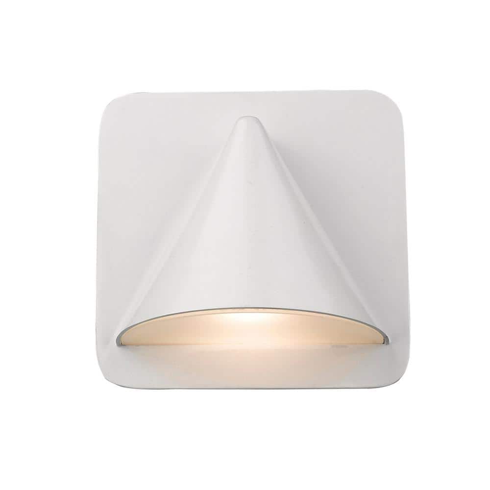 Obelisk White 6.25 in Outdoor Hardwired Lantern Wall Sconce with Integrated