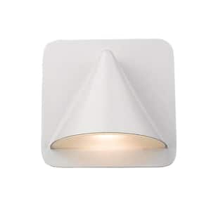 Obelisk White 6.25 in Outdoor Hardwired Lantern Wall Sconce with Integrated LED