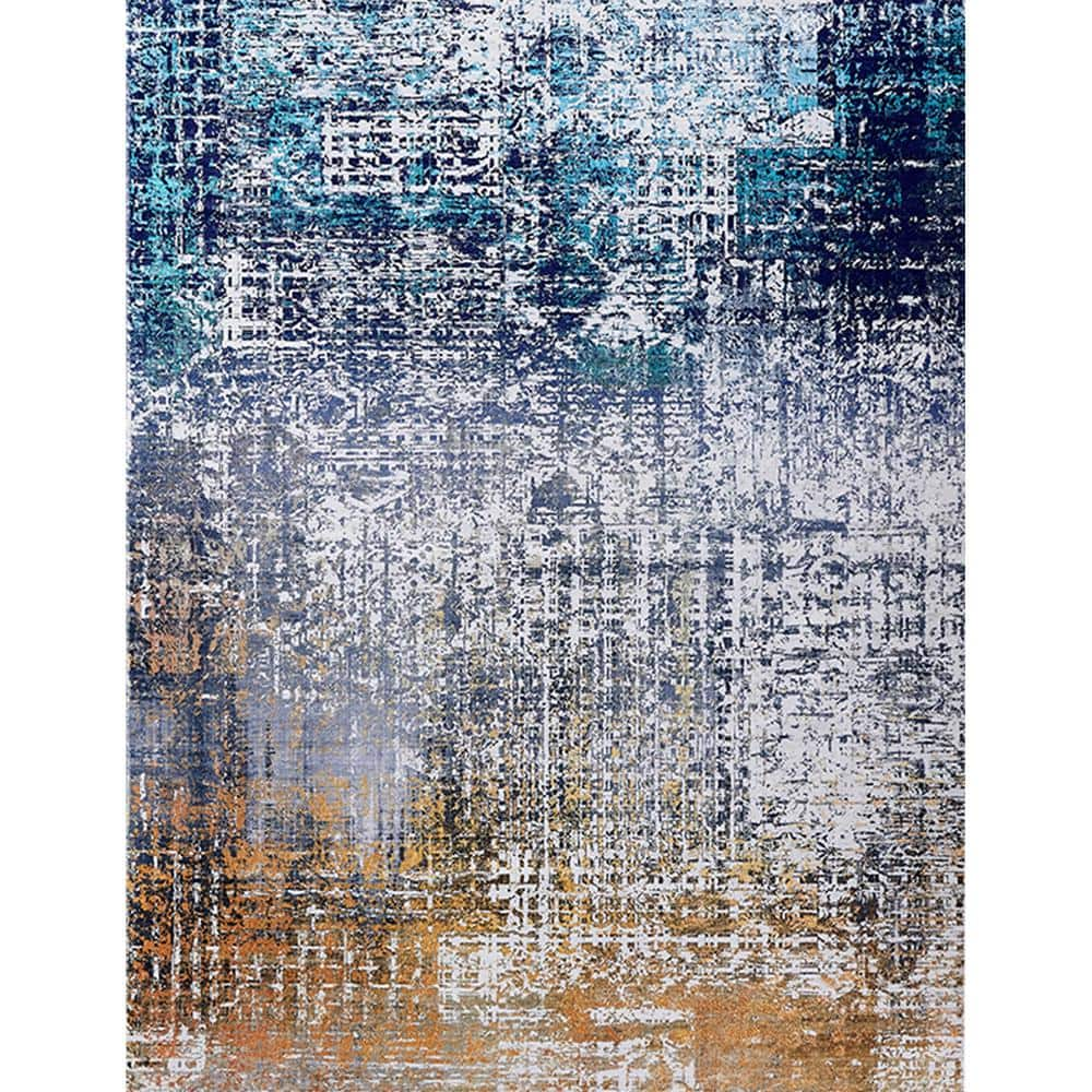 Huluwat Turquoise Gray Rust 7x10 ft. Abstract Polyester Rectangle