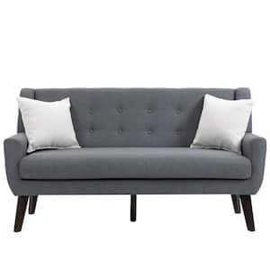 63 in. Straight Arm 2-Seater Sofa in Gray