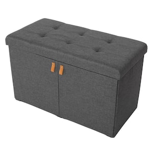 Modern Gray 6-Bin Tufted Entryway Shoe Storage Bench