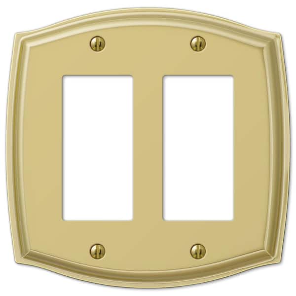 Vineyard 2 Gang Rocker Steel Wall Plate - Polished Brass
