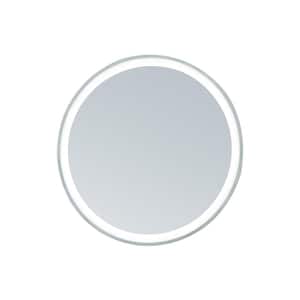 36 in. Dia Framed Round LED Mirror with Warm and Cool Color Temperature, Smart Touch Control in Stainless-Steel