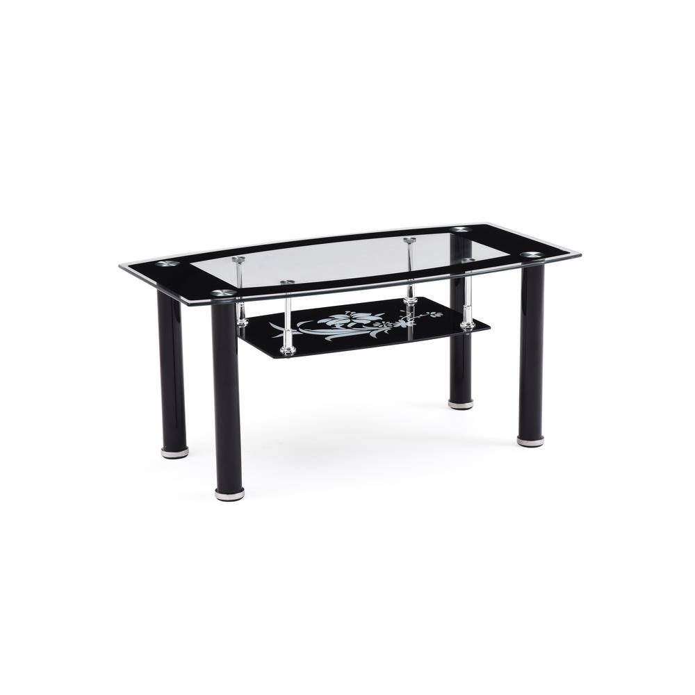 Modern Rectangular Black and Clear Glass Coffee Table