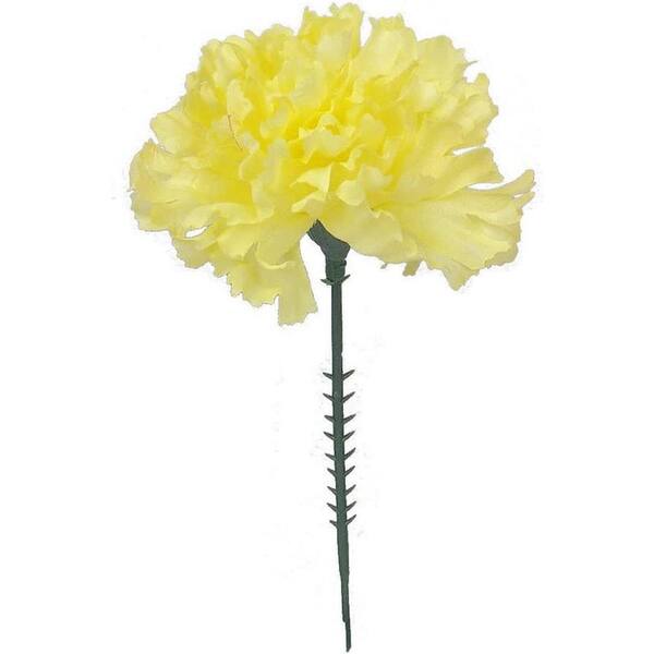 Larksilk 7 in. Artificial Yellow Silk Carnation Flower Picks (100 Pack) AMZ0500YL1BX The Home