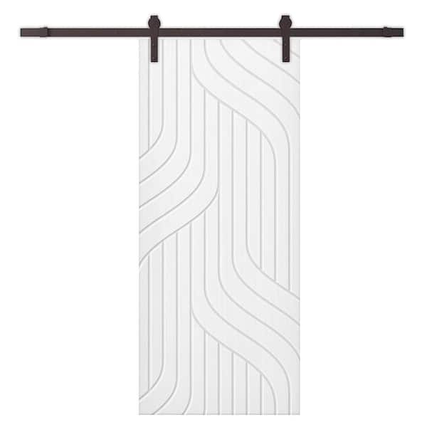 CALHOME 24 in. x 80 in. White Painted Composite MDF Paneled Interior Sliding Barn Door with Hardware Kit