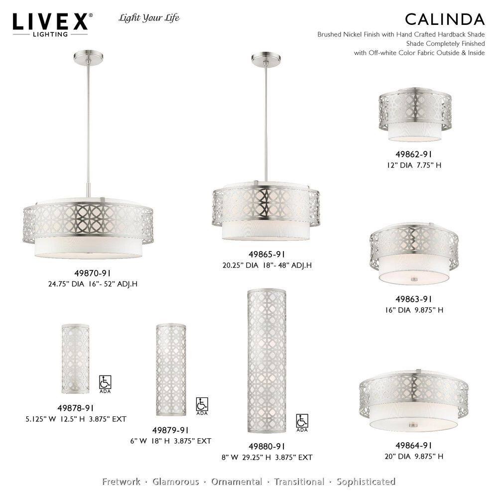 Calinda Brushed Nickel 4-Light Drum Semi-Flush Mount