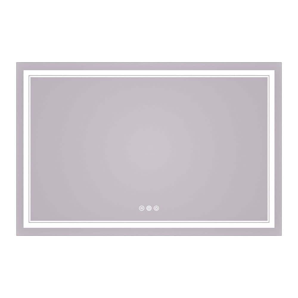 TETOTE 55 in. W x 30 in. H Rectangular Frameless LED Light Anti-Fog ...