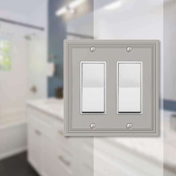 Hallcrest 2 Gang Rocker Metal Wall Plate - Satin Nickel