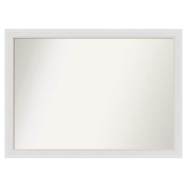 Amanti Art Flair Soft White Narrow 44 in. x 32 in. Custom Non-Beveled Satin Recyled Polystyrene Bathroom Vanity Wall Mirror