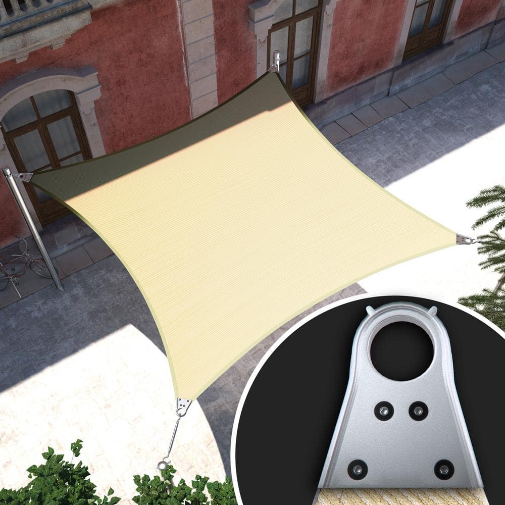 Beige 8' x 12' High-Density Polyethylene Patio Shade Sail