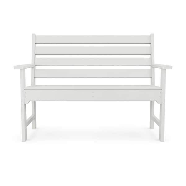 Grant Park 48 in. 2-Person White Plastic Outdoor Bench