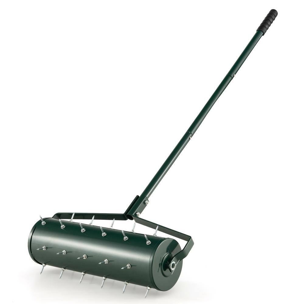 WELLFOR 21 in. Manual Garden Rolling Lawn Aerator Filled with Sand or ...