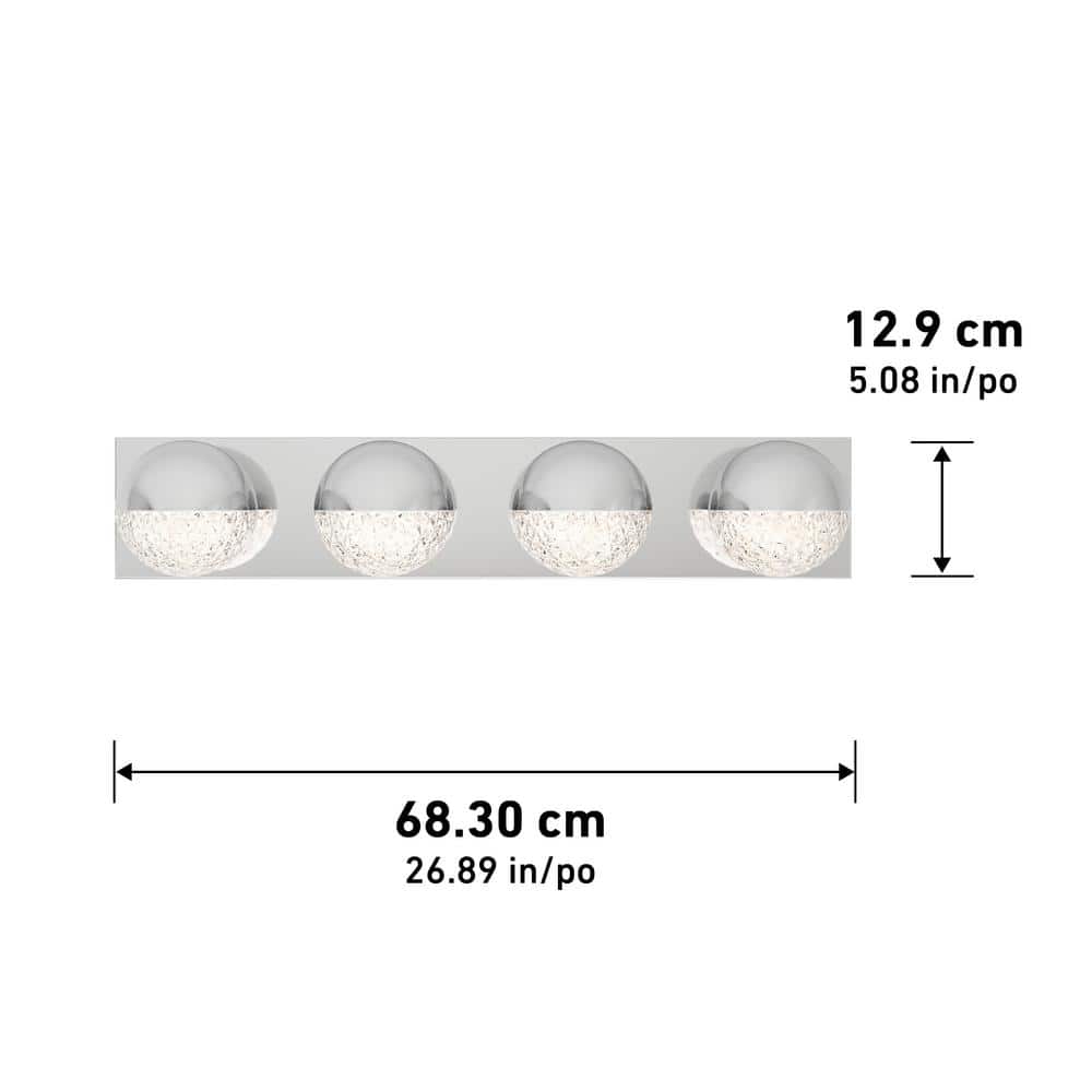 Chrome Steel Integrated LED Vanity Light Bar with Spheres