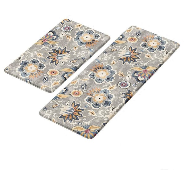 Gray 17.3 in. x 29 in. Indoor Kitchen Mats 2 Piece