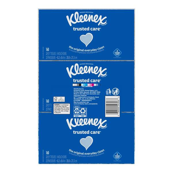 Kleenex Trusted Care 2-Ply Facial Tissue (160-Sheets Per Box) 54303 - The  Home Depot