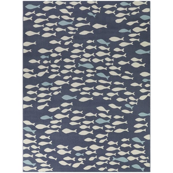 BALTA School of Fish Navy 7' 10" x 10' Novelty Area Rug